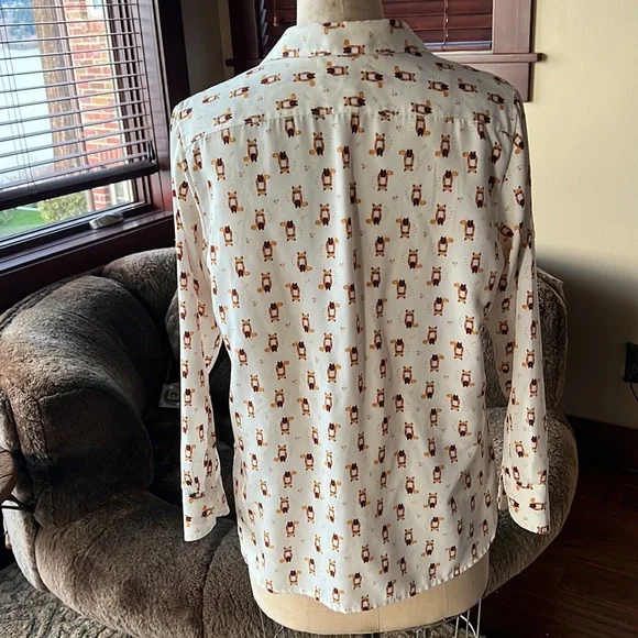 Ellen Tracy Fox motif shirt M - Picture 7 of 11